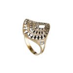 Anello a Rombo da Donna in Oro Giallo e Bianco 18kt - 20283AN