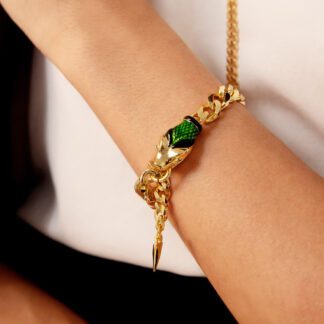 Bracciale Unoaerre in Bronzo Dorato con Groumette e Serpente - Bronze - 2122