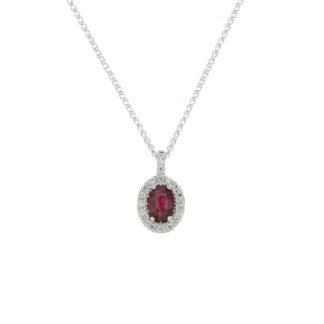 Collana da Donna in Oro Bianco con Diamanti e Rubino - 4240