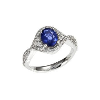 Anello da Donna in Oro Bianco con Diamanti e Zaffiro - 4531/A