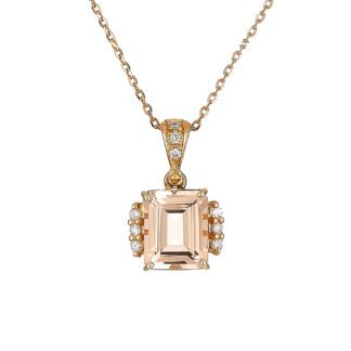 Collana da Donna in Oro Rosa con Diamanti e Morganite - 5479