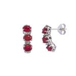 Orecchini da Donna in Oro Bianco con Diamanti e Rubini - 5812/O2