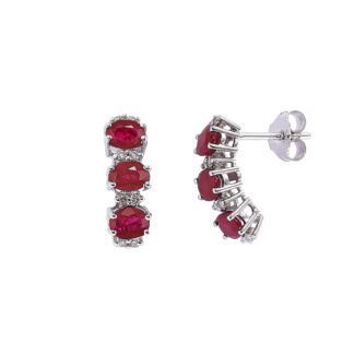 Orecchini da Donna in Oro Bianco con Diamanti e Rubini - 5812/O2