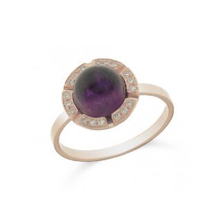 Anello da Donna in Oro Rosa con Diamanti e Ametista - 5970/A2