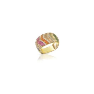 Anello a Fascia Sogni da Donna in Argento Dorato e Zirconi - AN028GM-12