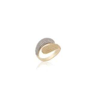 Anello a Incrocio Sogni da Donna in Argento Dorato e Zirconi - AN089GBC-14