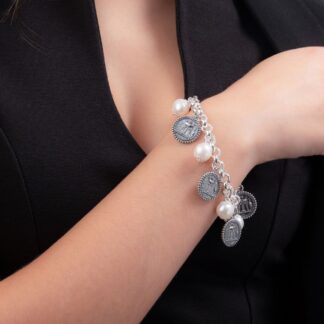 Bracciale Gerardo Sacco in Argento con Perle e Monete - 28055PB