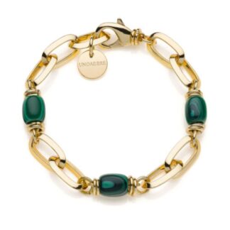 Bracciale da Donna Unoaerre in Bronzo Dorato e Malachite - Essenza - 2199