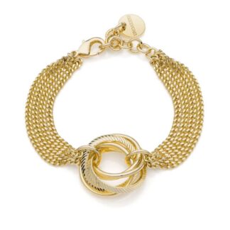 Bracciale Unoaerre in Bronzo Dorato con Catena Multifilo e Centrale - 2338