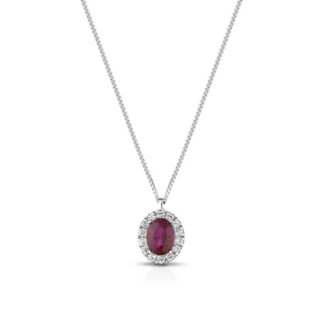 Collana Marika in Oro Bianco con Diamanti e Rubino - CD7825RRO/2
