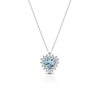 Collana Marika in Oro Bianco con Diamanti ed Acquamarina - CD9147AB/2