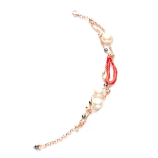 Bracciale Koliè 925 in Argento , Perle e Corallo  - Keros - BR KOS 18##