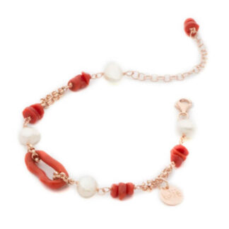 Bracciale Koliè 925 in Argento , Perle e Corallo  - Nasso - BR NASSO10##
