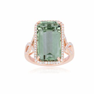Anello Govoni in Oro Rosa con Diamanti e Quarzo Menta - RN10502MQDI