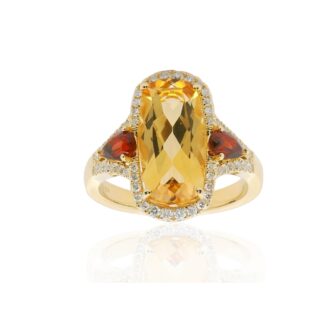 Anello Govoni in Oro Giallo con Diamanti, Granato e Topazio - RN10786CTGD