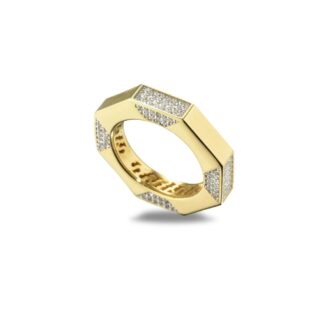 Anello Ottagonale Sogni da Donna in Argento Dorato e Zirconi - AN105GB