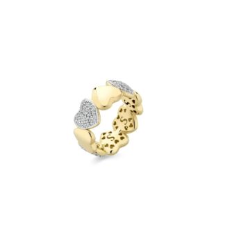 Anello Cuori Sogni da Donna in Argento Dorato e Zirconi - AN120GB