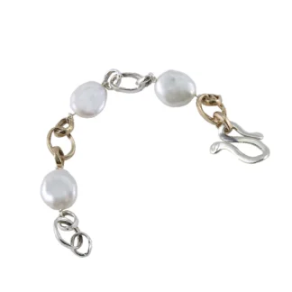 Bracciale Mandile in Argento, Bronzo e perle barocche - Catena - BA002
