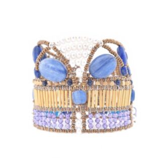 Bracciale Ziio in Ottone e Vetro di Murano con Pietre Semipreziose - BRDOREEBLU
