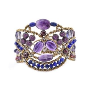 Bracciale Ziio in Argento e Vetro di Murano con Pietre Semipreziose - BRMAEVEPURPLE