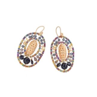 Orecchini Ziio in Ottone e Vetro di Murano con Pietre Semipreziose - EARRAJABKS