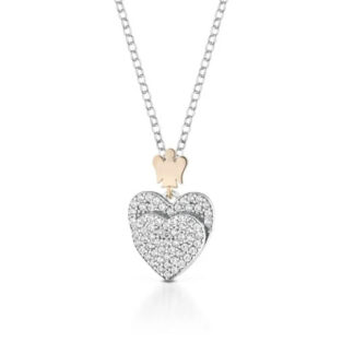 Collana Roberto Giannotti in Argento con Zirconi | Doppio Cuore - Angeli - GIA434