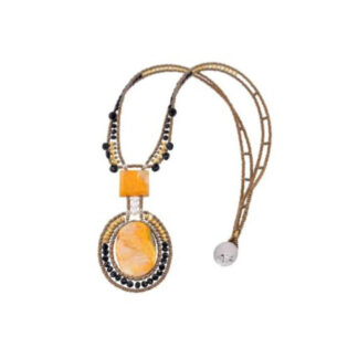 Collana Ziio in Ottone e Vetro di Murano con Pietre Semipreziose - NKARKANLGBB